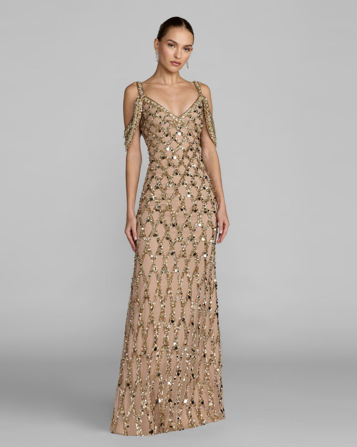 Mac Duggal 10139 Sequin Embellished V-Neck Gown