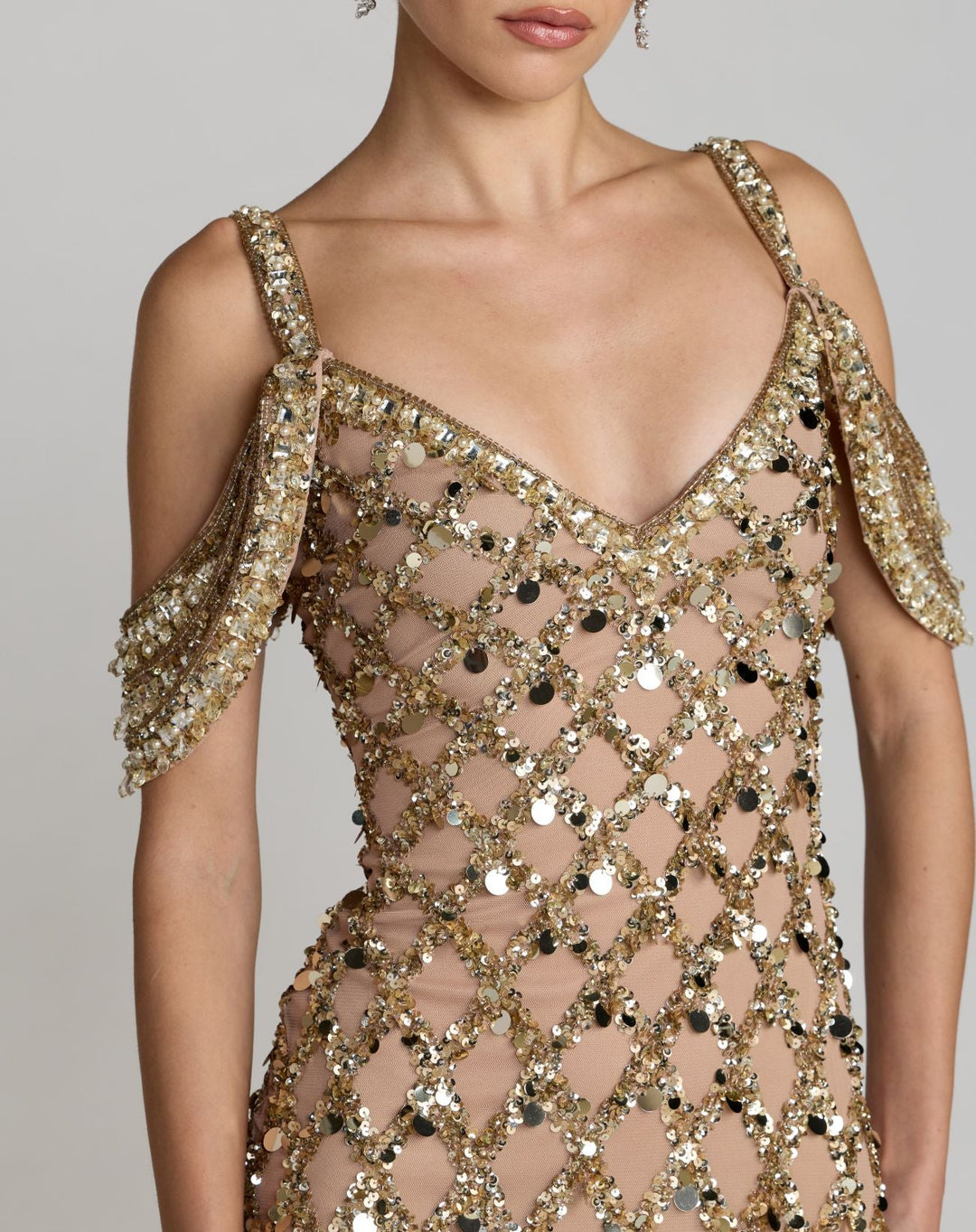 Mac Duggal 10139 Sequin Embellished V-Neck Gown