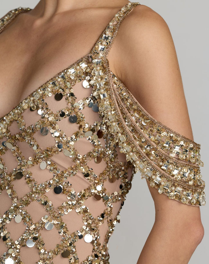 Mac Duggal 10139 Sequin Embellished V-Neck Gown