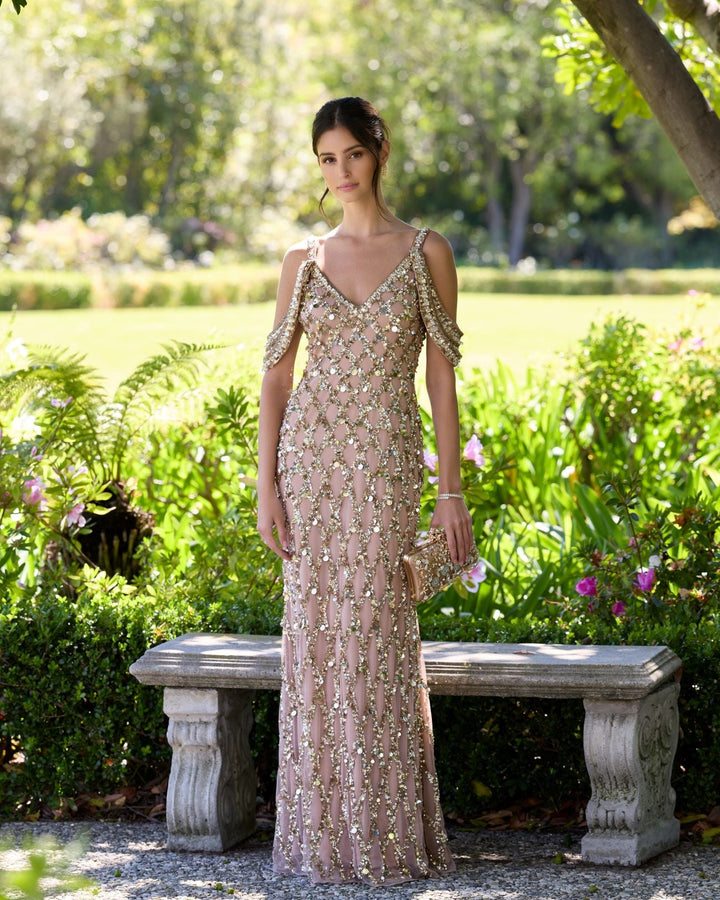 Mac Duggal 10139 Sequin Embellished V-Neck Gown