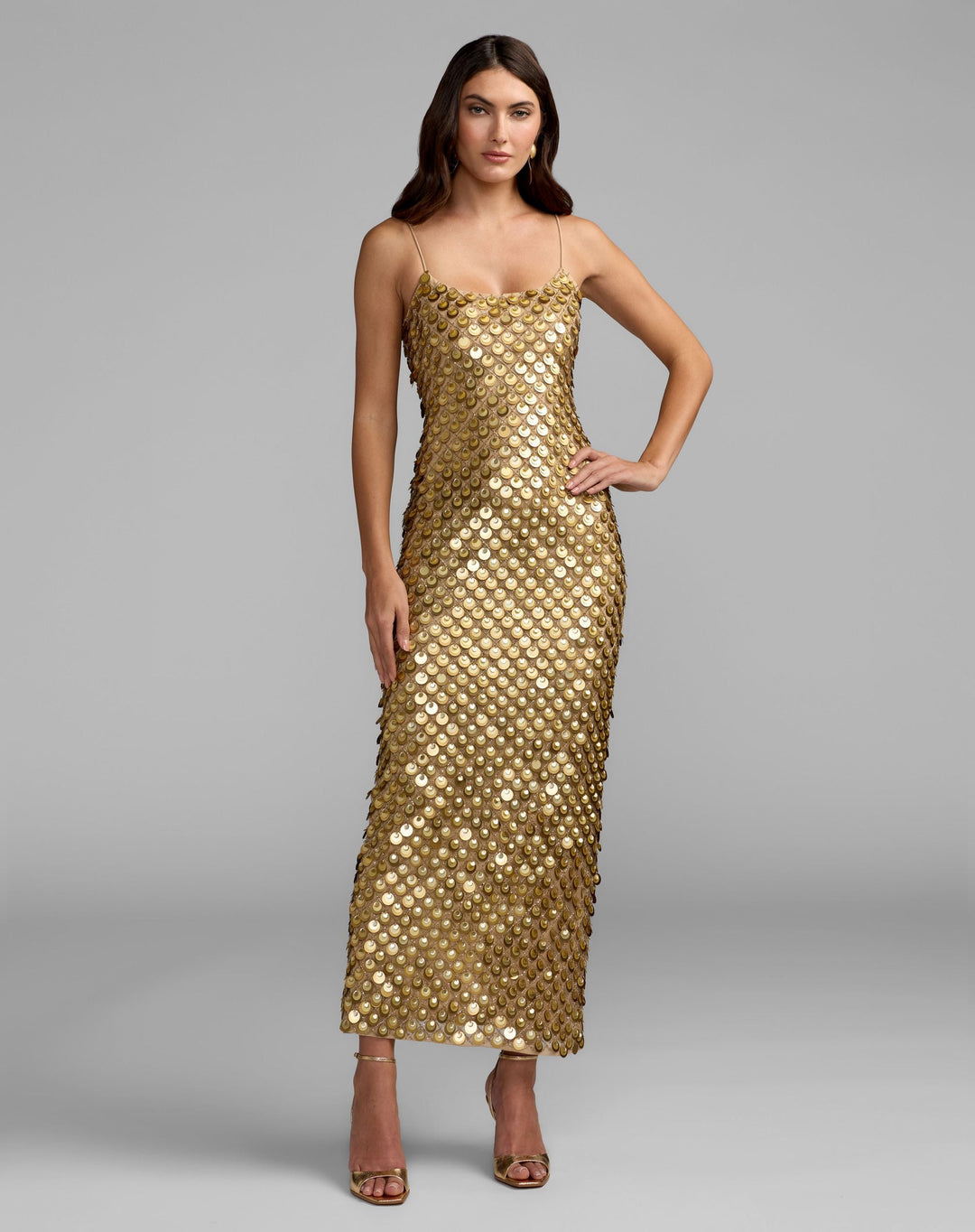Mac Duggal 10196 Paillette Embellished Sleeveless Maxi Dress