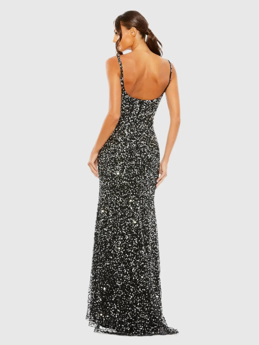 Mac Duggal 10705 Sequined Low Back Slip Gown