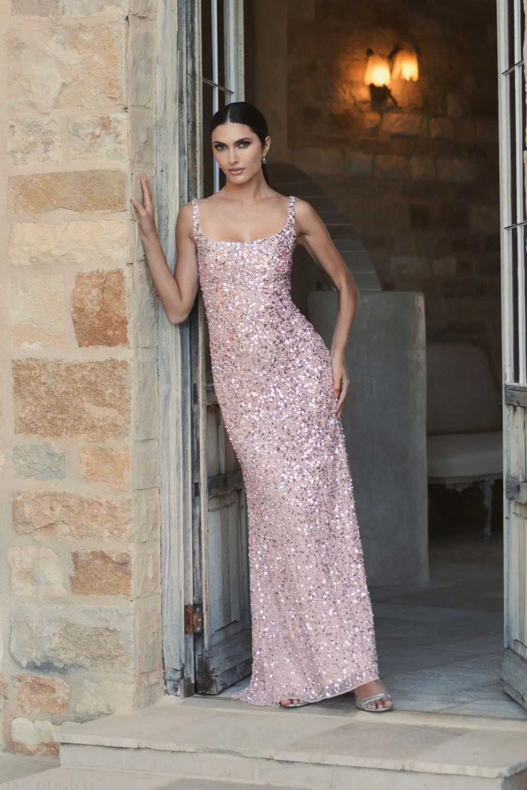 Mac Duggal 10705 Sequined Low Back Slip Gown
