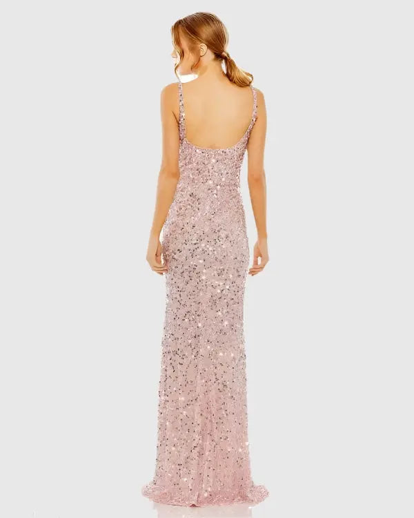Mac Duggal 10705 Sequined Low Back Slip Gown