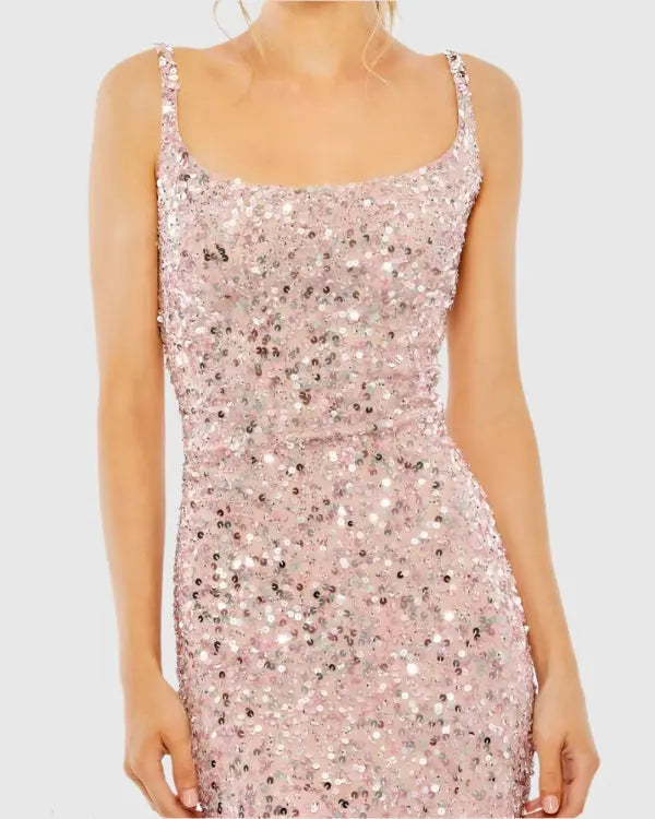Mac Duggal 10705 Sequined Low Back Slip Gown