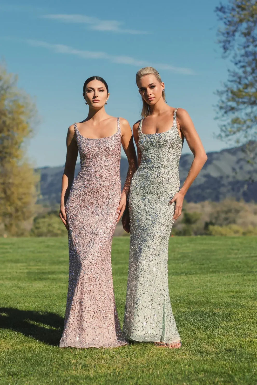Mac Duggal 10705 Sequined Low Back Slip Gown
