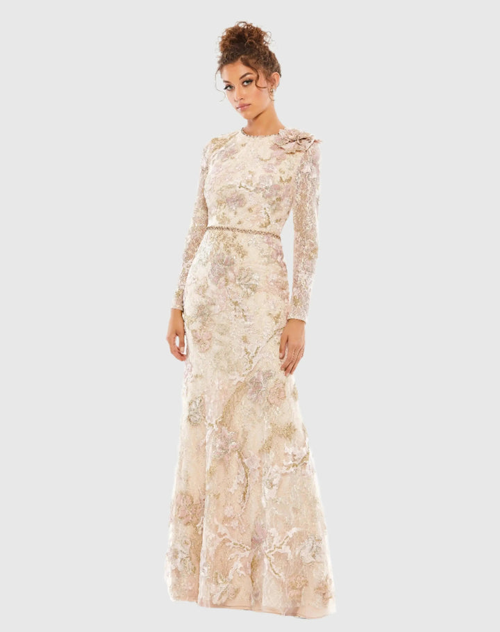 Mac Duggal 11174 Floral Embroidered Lace Trumpet Gown