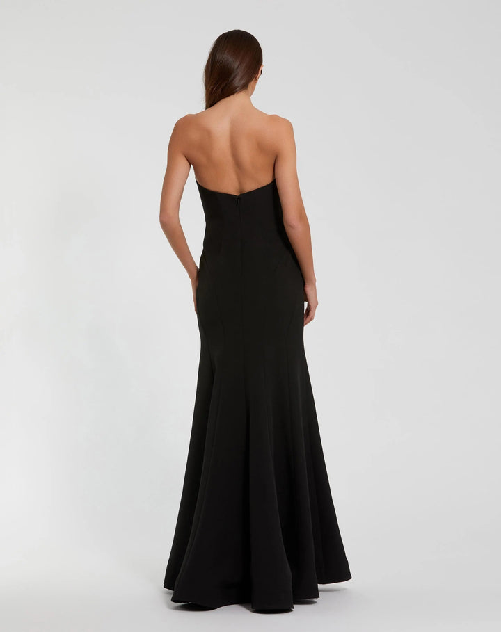 Mac Duggal 11855 Strapless Crepe Trumpet Gown with 3D Rhinestone Flower