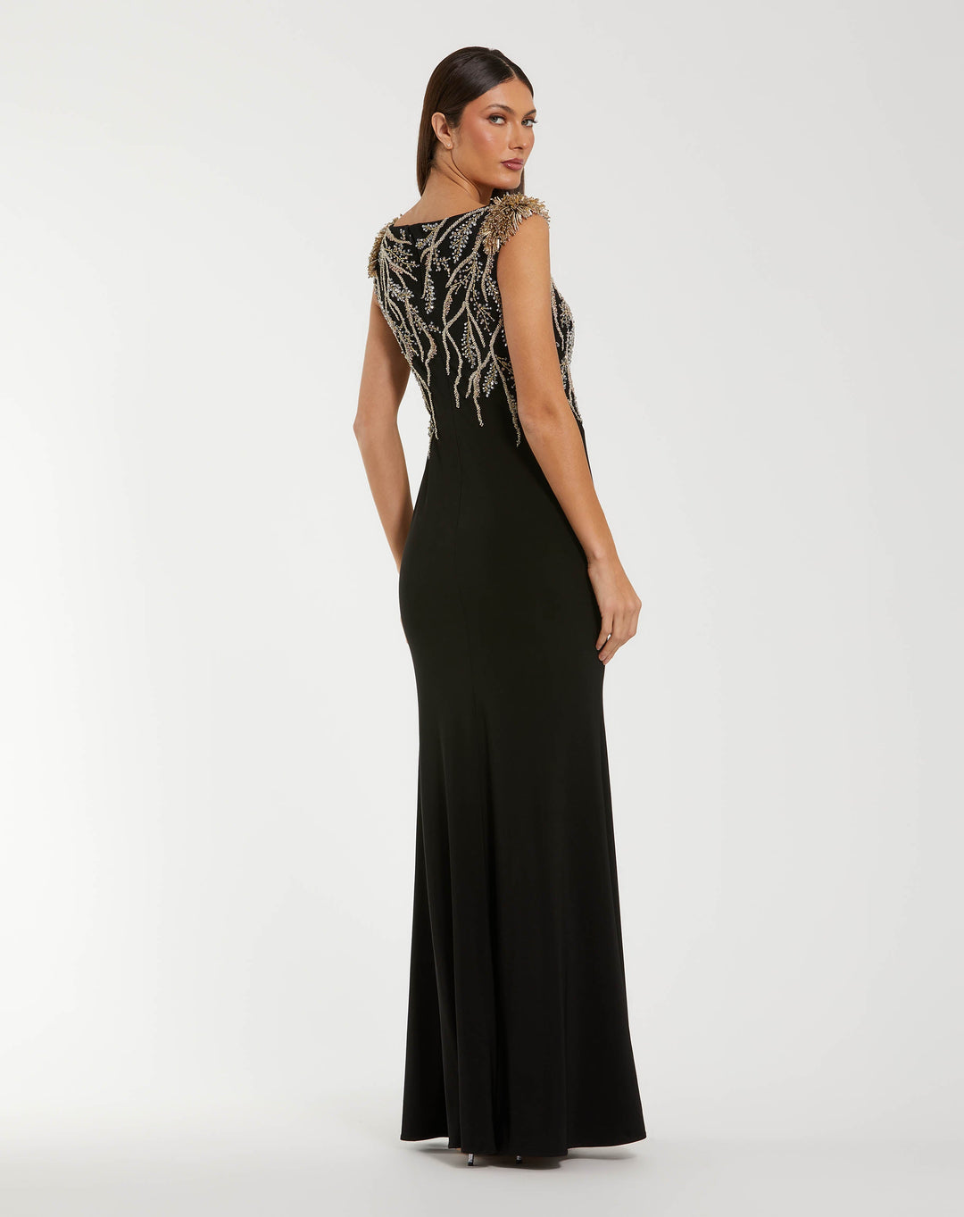 Mac Duggal 11861 Hand Beaded Cap Sleeve Jersey Gown