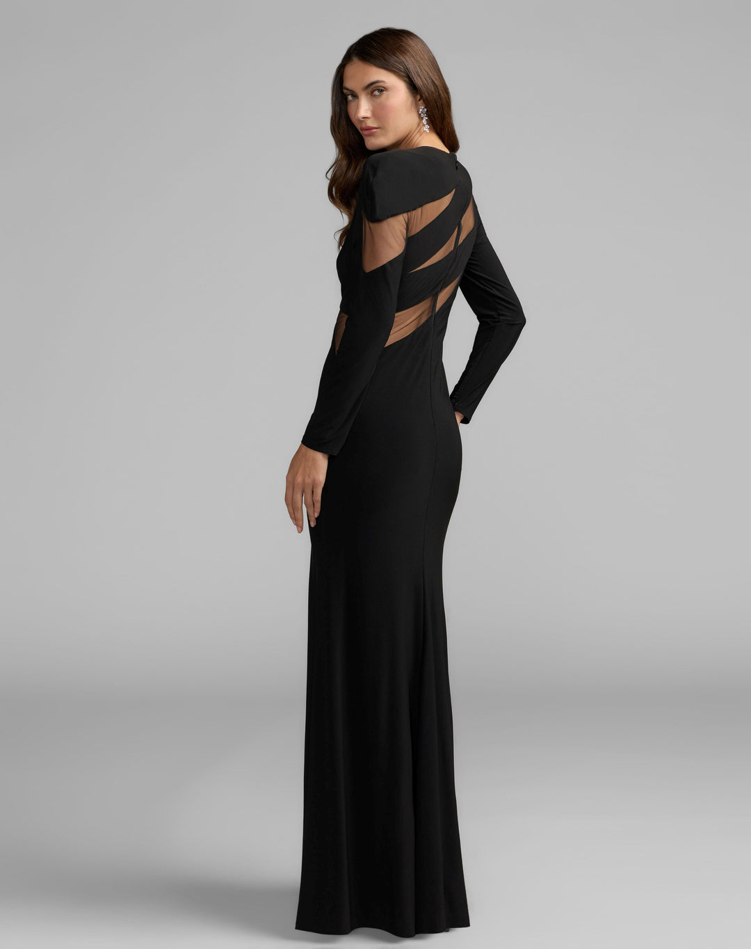 Mac Duggal 11935 Jersey Long Sleeve Illusion Cut Out Gown