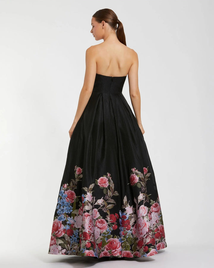 Mac Duggal 11970 Strapless Floral Brocade Ballgown