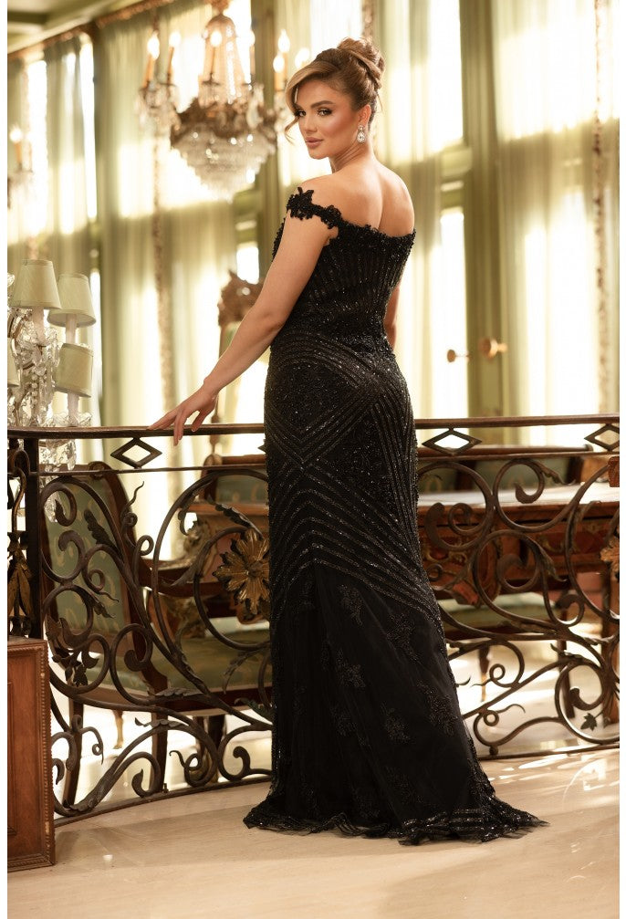 Terani 1912GL9572 Sweetheart Off-the-Shoulder Corset fit-and-flare Dress