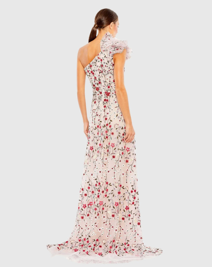 Mac Duggal 20331 Embellished One Shoulder A Line Floral Gown