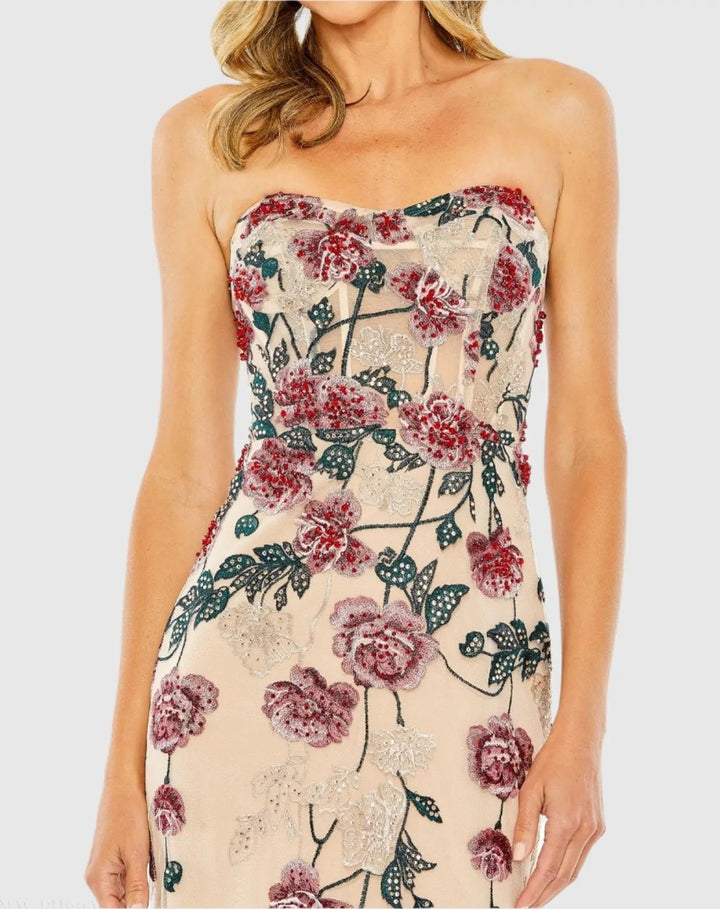 Mac Duggal 20581 Strapless Floral Embroidered Gown