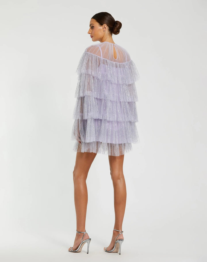Mac Duggal 20749 Embellished High Neck Ruffle Mini Dress