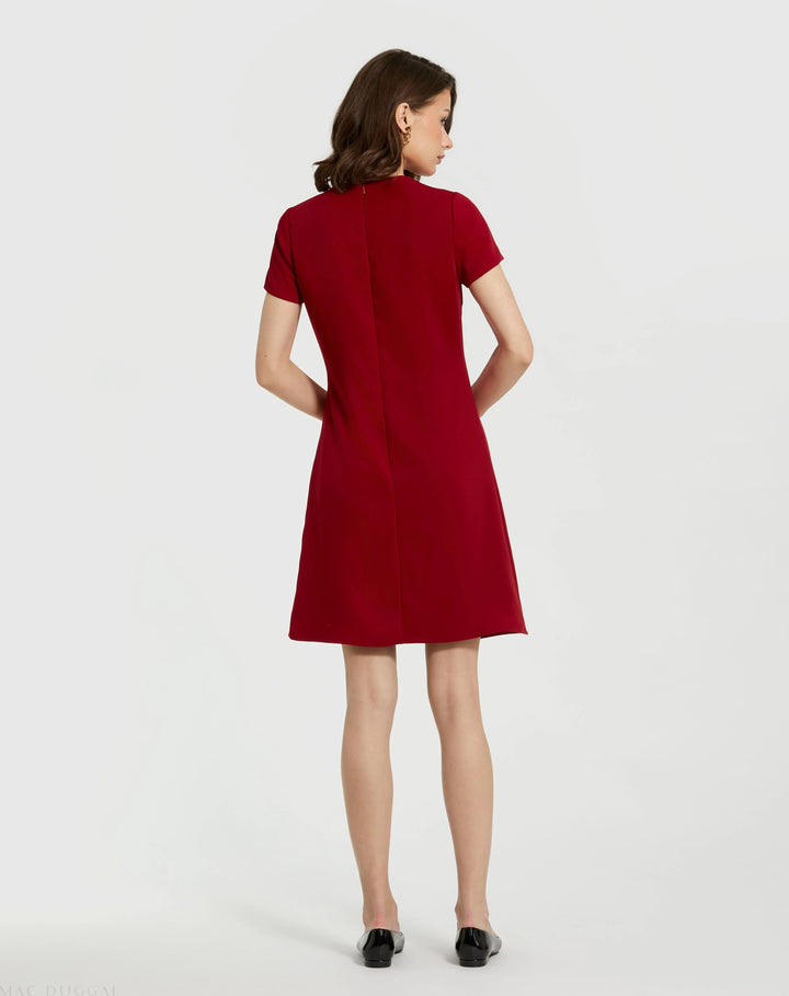 Mac Duggal 21009 Crepe Cap Sleeve Mini Dress With 3D Flower Details