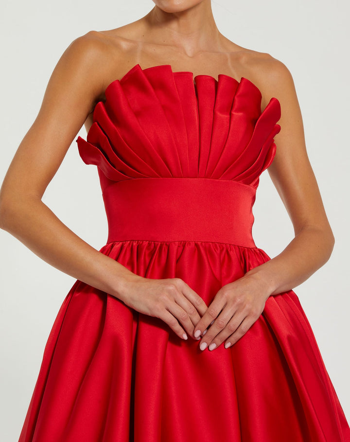 Mac Duggal 21037 Strapless Bubble Hem High Low Ball Gown