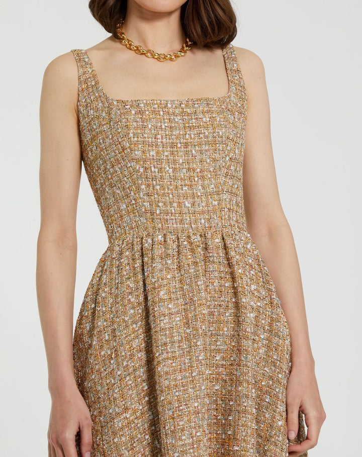 Mac Duggal 21071 Boucle Sleeveless A-Line Midi Dress