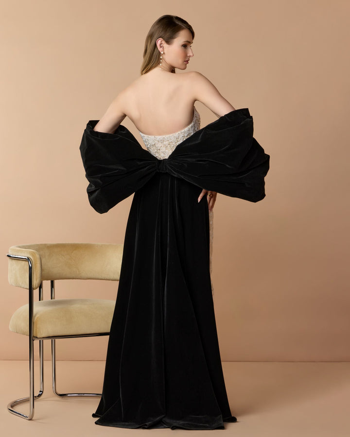 Mac Duggal 21193 Strapless Embellished Dress With Velvet Bow