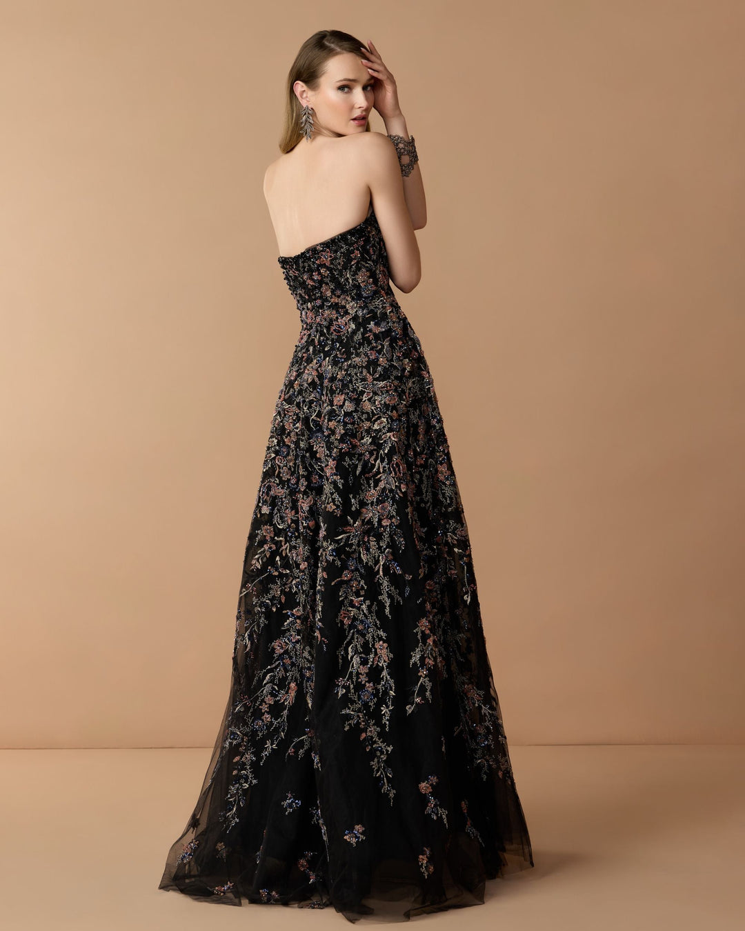 Mac Duggal 21281 Strapless Floral Embroidered A-Line Gown