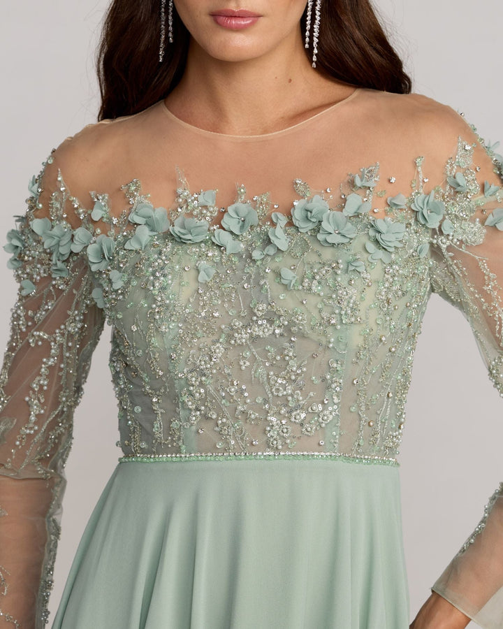 Mac Duggal 21315 Embellished Off the Shoulder Gown With 3D Flowers