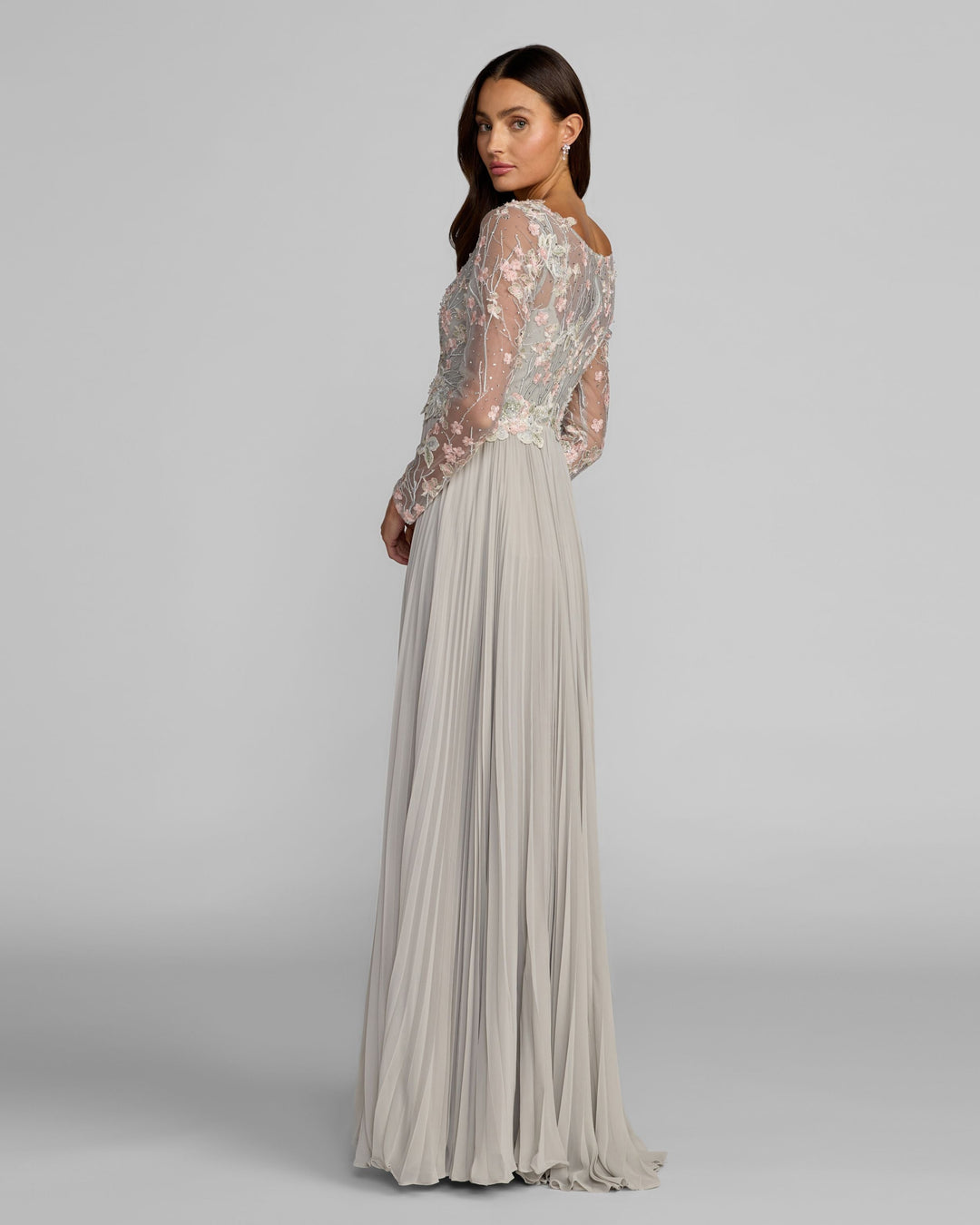 Mac Duggal 21332 Long Sleeve Embroidered Chiffon A-Line Gown