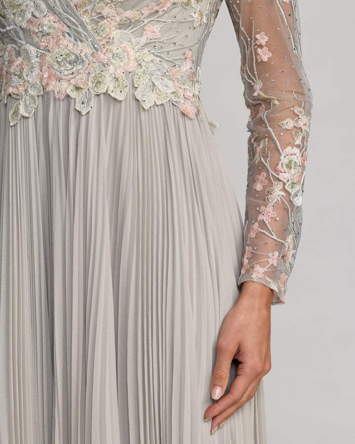 Mac Duggal 21332 Long Sleeve Embroidered Chiffon A-Line Gown