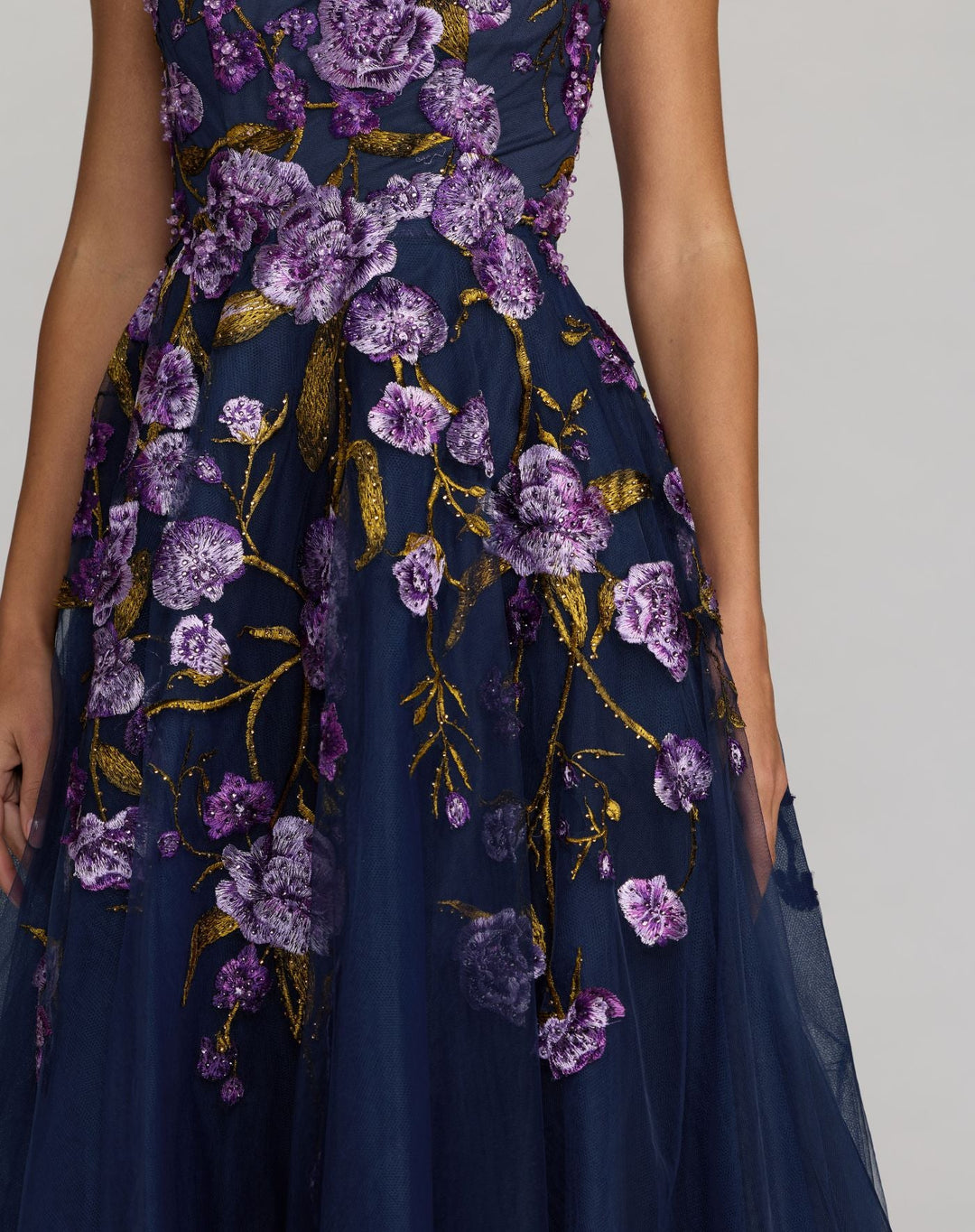 Mac Duggal 21358 Embroidered Sleeveless A-Line Midi Dress