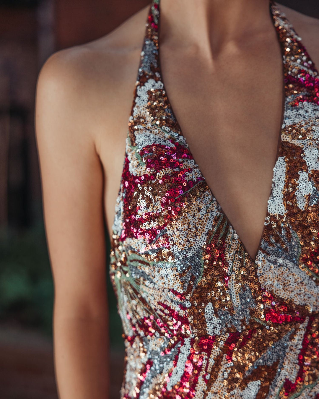 Mac Duggal 21391 Floral Sequin Sleeveless Open Back Gown