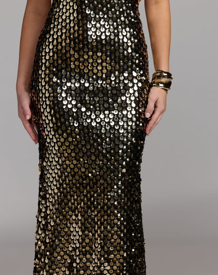 Mac Duggal 21393 Strapless Paillette Sequin Column Gown