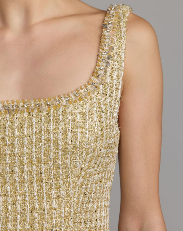 Mac Duggal 21559 Sleeveless Square Neck Boucle Mini Dress