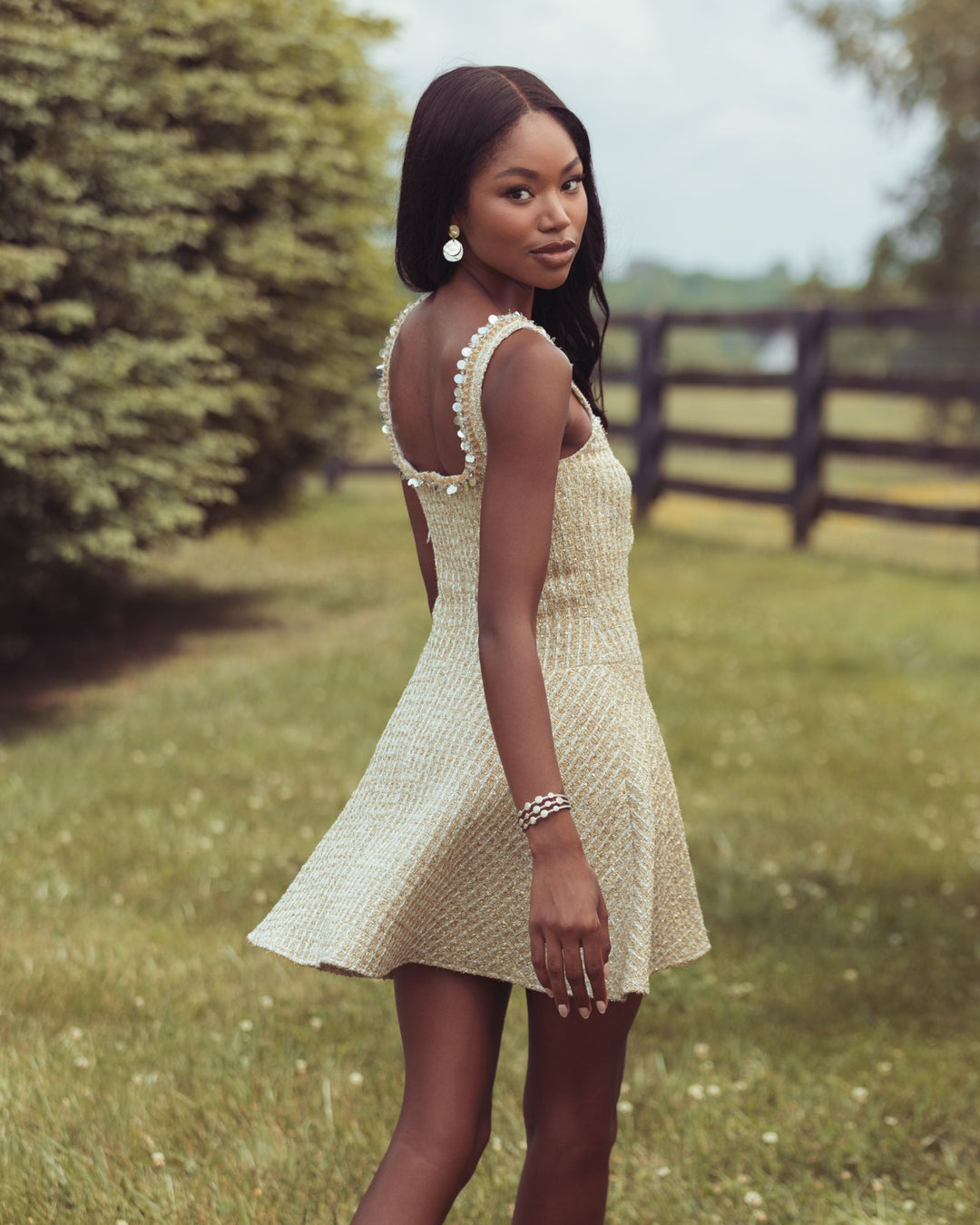 Mac Duggal 21559 Sleeveless Square Neck Boucle Mini Dress