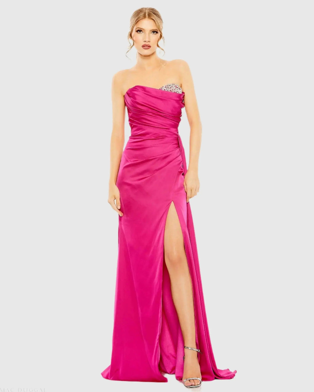 Mac Duggal 2211 Strapless Embellished Sweetheart Neckline Satin Gown