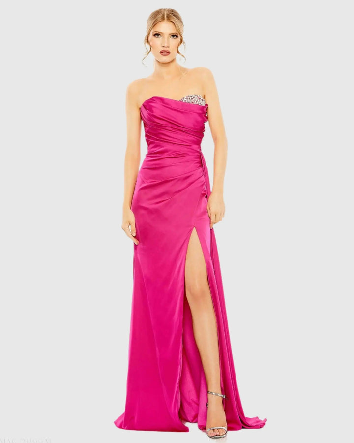 Mac Duggal 2211 Strapless Embellished Sweetheart Neckline Satin Gown