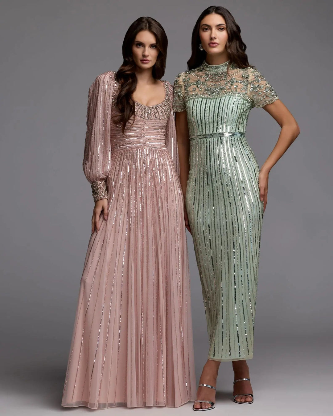 Mac Duggal 23085 Embellished Long Sleeve Scoop Neck A-Line Gown