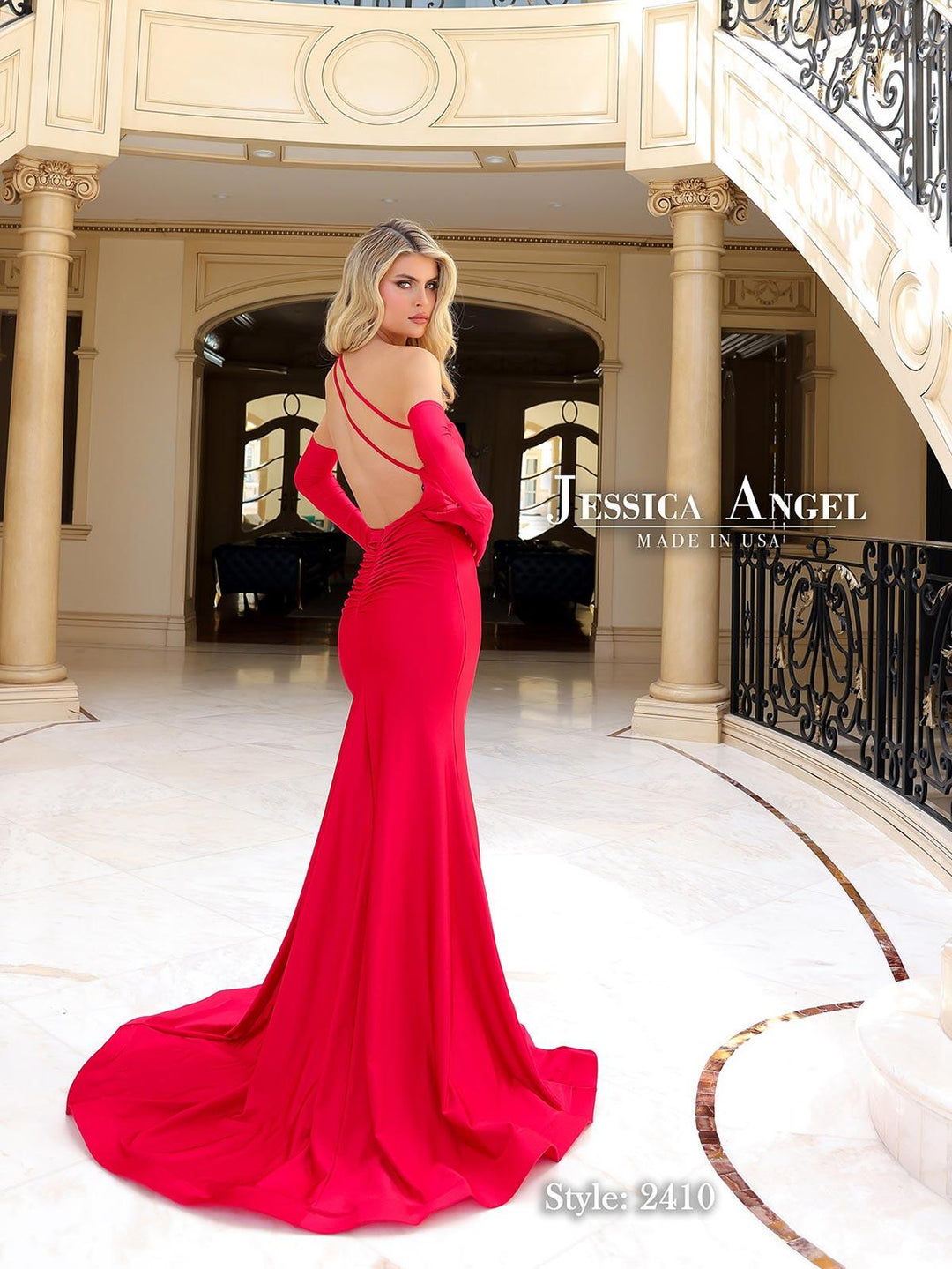 Jessica Angel 2410 strappy open back mermaid gown back view