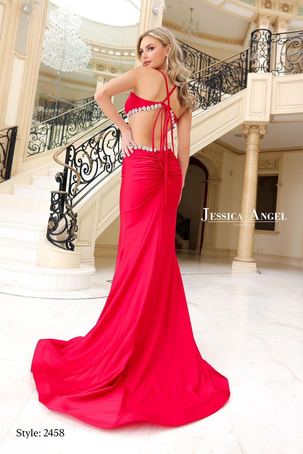 Jessica Angel 2458 lace-up back mermaid gown back view