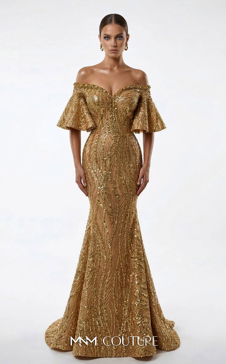 Fouad Sarkis 2529A Sweetheart Off-the-Shoulder Corset Couture Dress