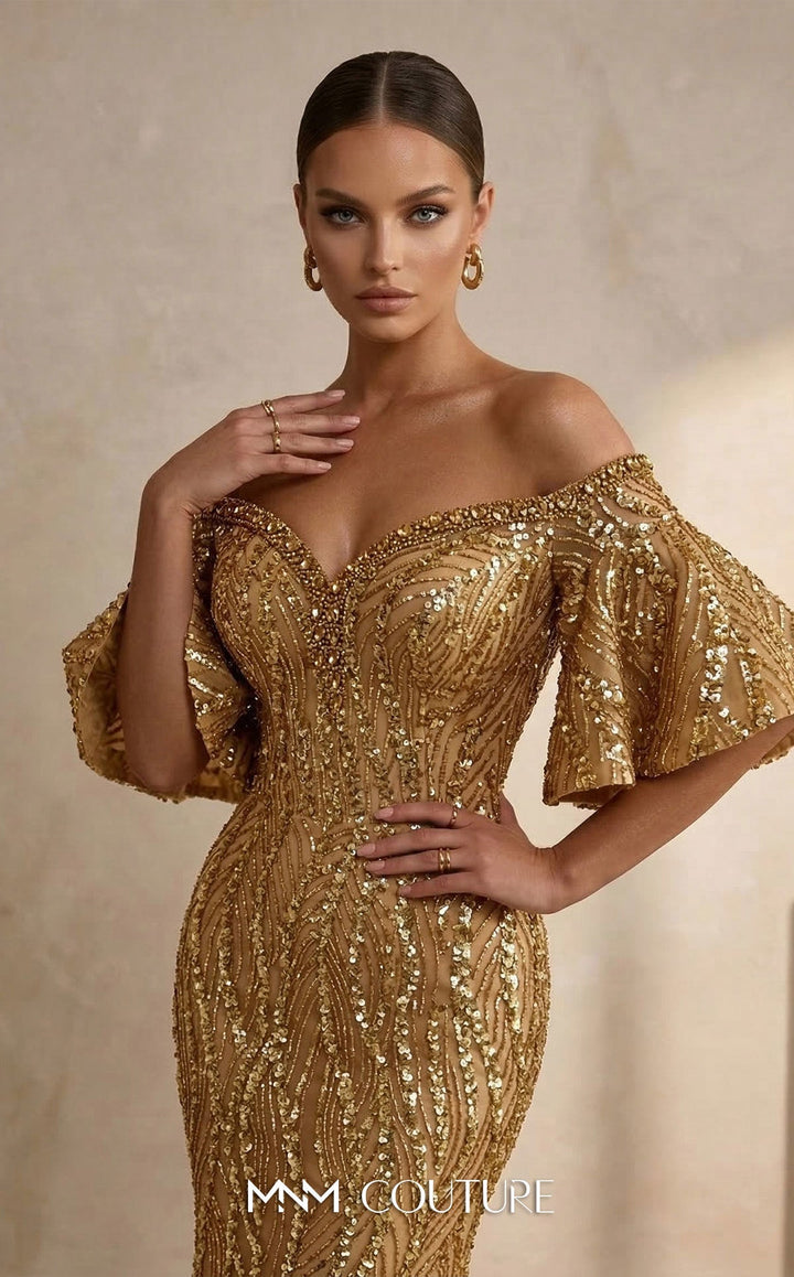 Fouad Sarkis 2529A Sweetheart Off-the-Shoulder Corset Couture Dress