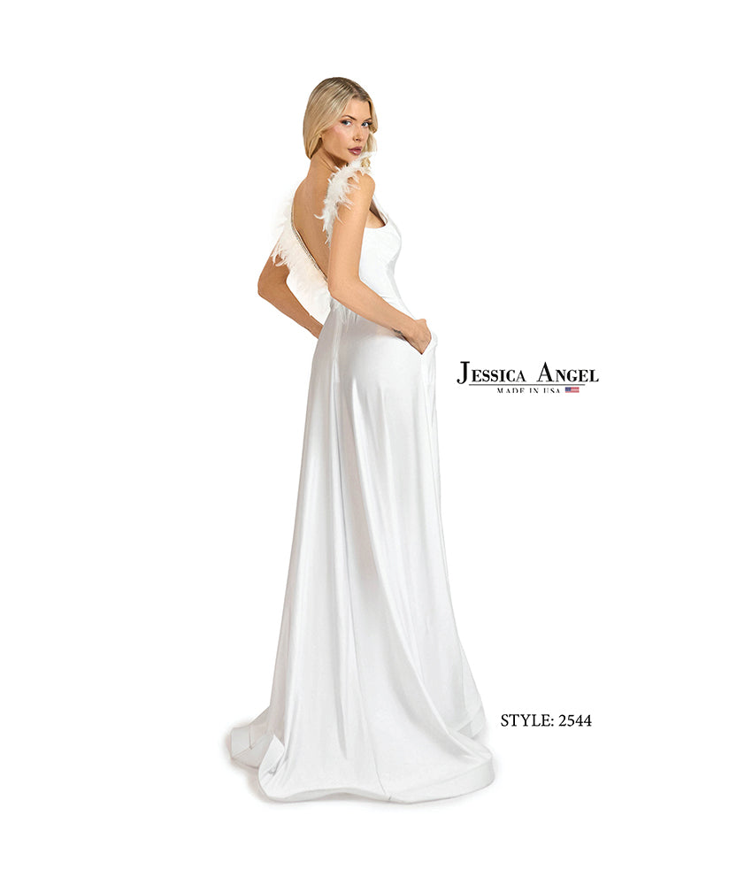 Jessica Angel 2544 open back a-line gown back view