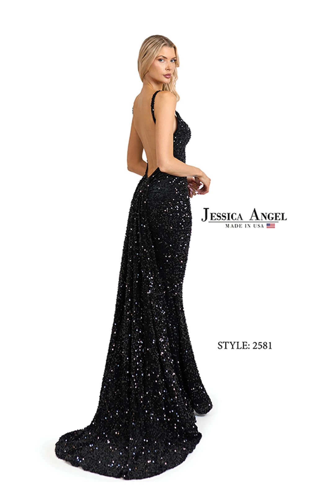Jessica Angel 2581 scoop neck mermaid gown back view