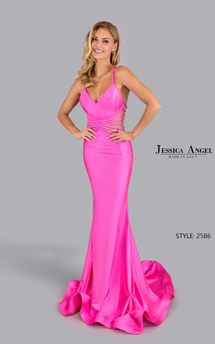 Jessica Angel 2586 strappy cutout mermaid gown front view