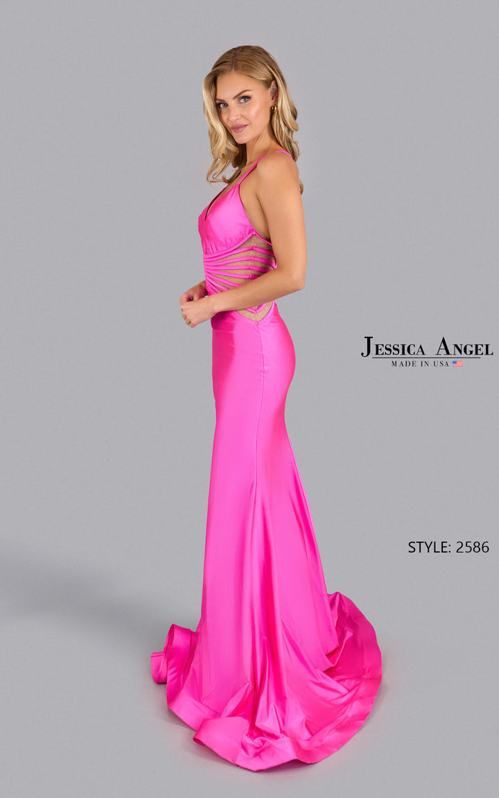 Jessica Angel 2586 strappy cutout mermaid gown side view