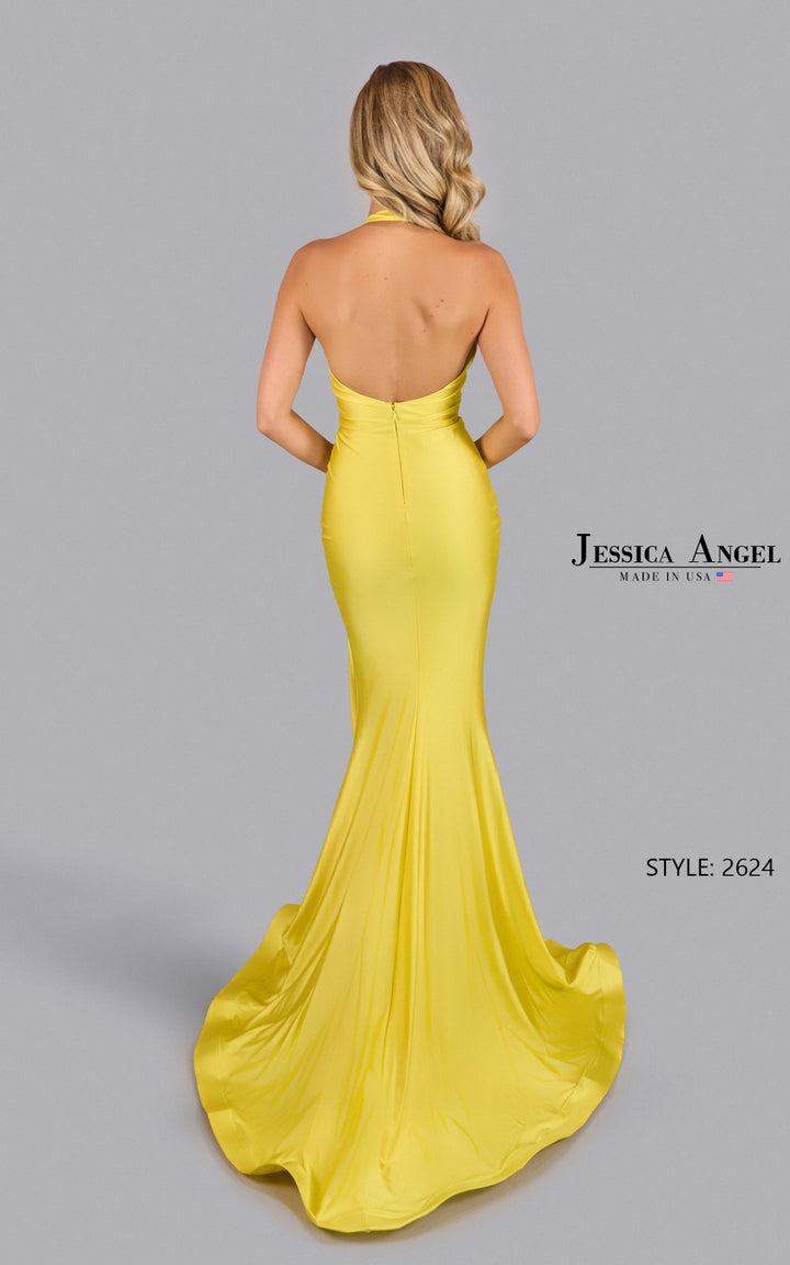 Jessica Angel 2624 open back halter gown back view