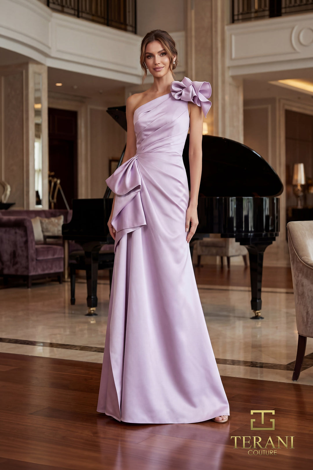 Terani 262E7132 One-Shoulder Sleeveless Sheath Dress