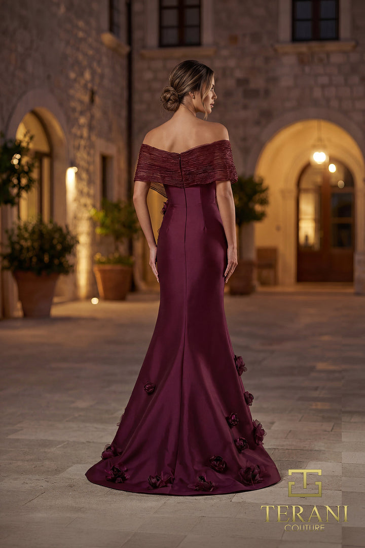 Terani 262E7070 Sweetheart Off-the-Shoulder Dimensional Floral Dress
