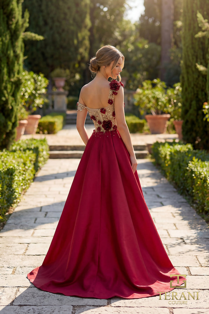 Terani 262E7097 V Neck Sleeveless Sheath Dress