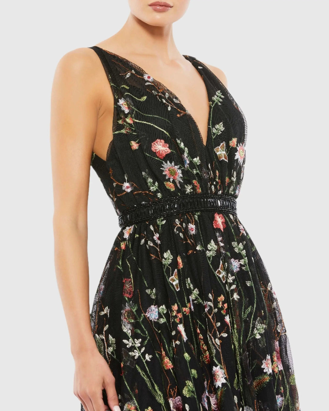 Mac Duggal 26557 Floral Embroidered Midi Dress