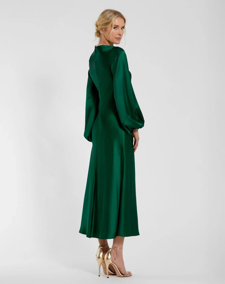 Mac Duggal 27350 High Neck Long Sleeve Crystal Detail Dress
