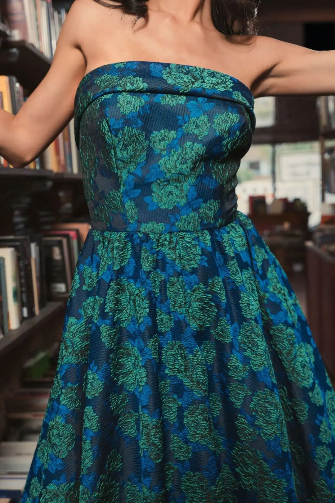 Mac Duggal 27594 and Brocade Strapless A Line Midi Dress